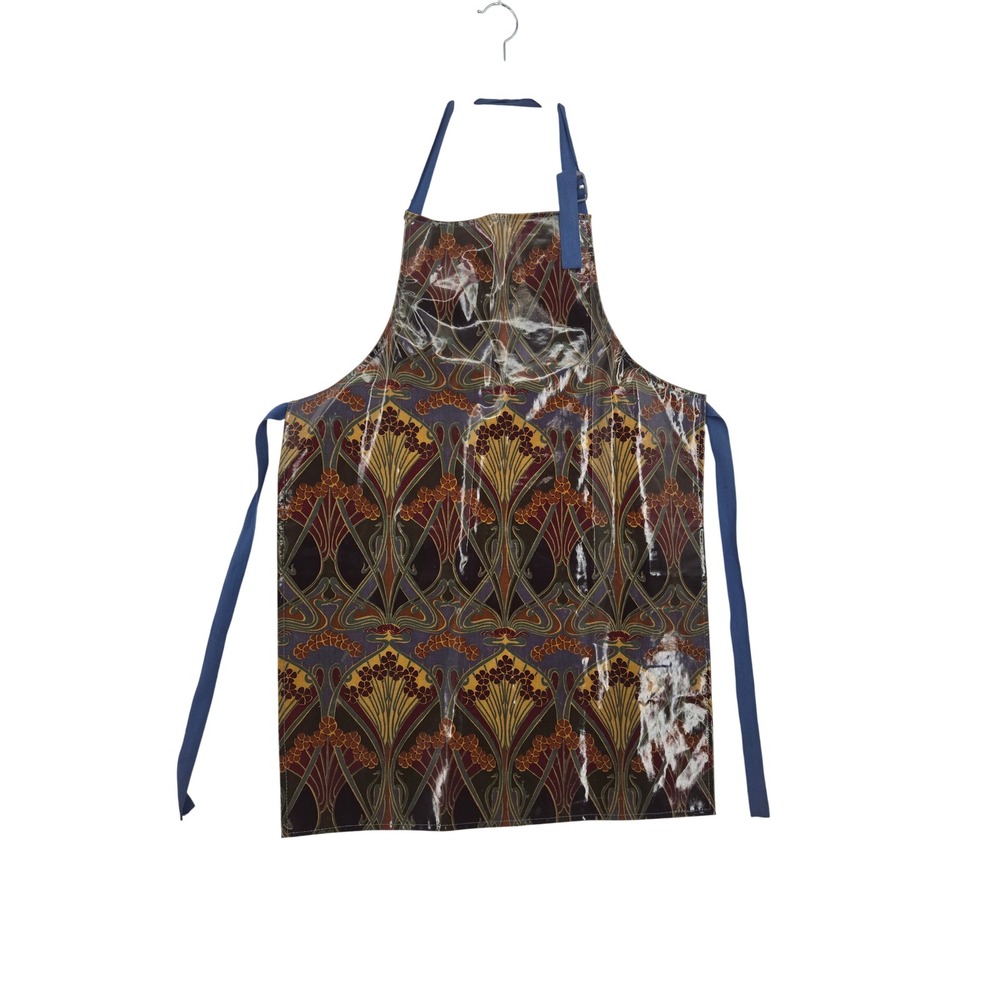 Liberty of London PVC Coated Cotton Apron Art Nouveau Floral Purple Ochre Bake